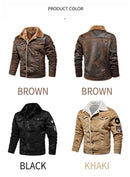 Jaqueta Casaco Masculino de Couro e Algodão Inverno, Gola alta. - Lojeri