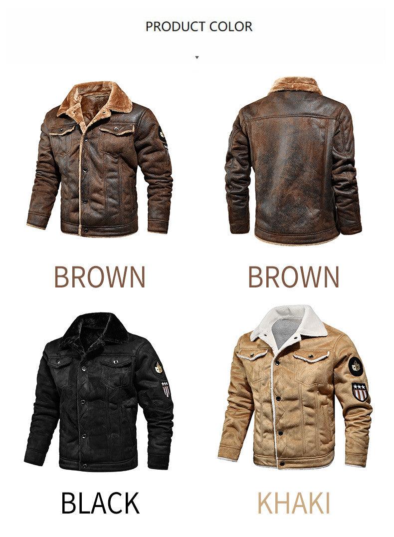 Jaqueta Casaco Masculino de Couro e Algodão Inverno, Gola alta. - Lojeri