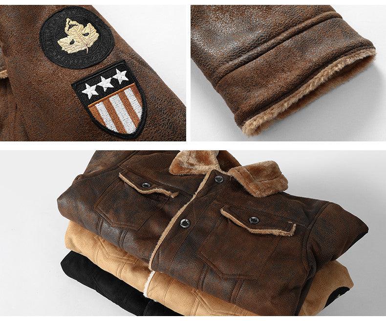 Jaqueta Casaco Masculino de Couro e Algodão Inverno, Gola alta. - Lojeri
