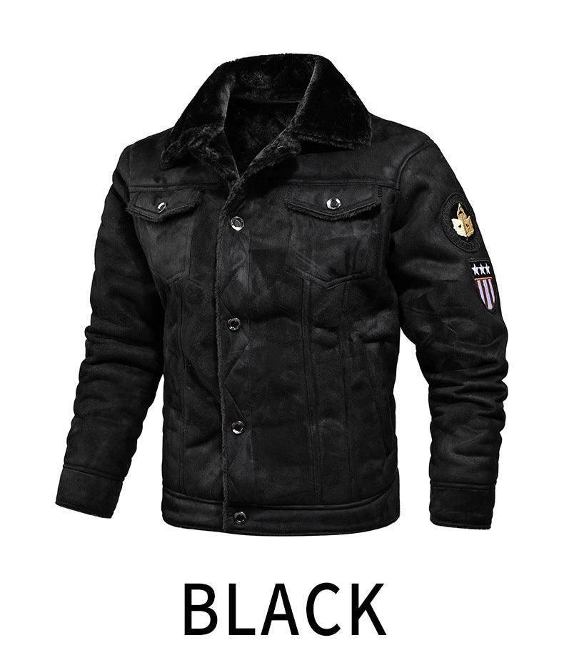 Jaqueta Casaco Masculino de Couro e Algodão Inverno, Gola alta. - Lojeri