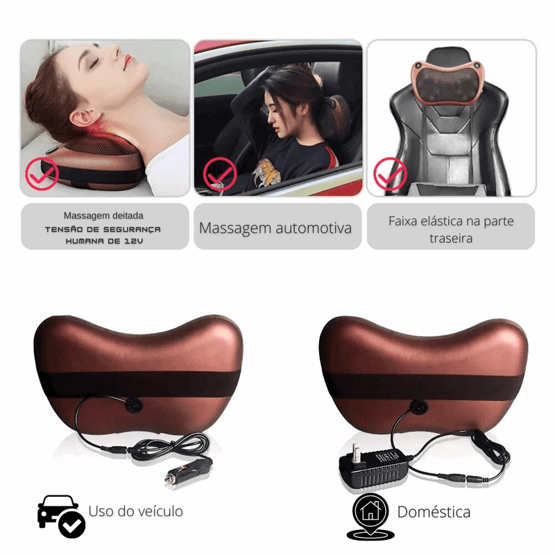 Travesseiro de massagem para pescoço aquecido. - Lojeri