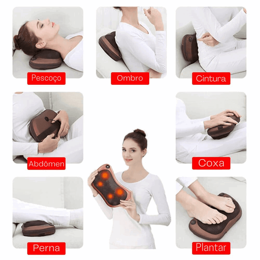 Travesseiro de massagem para pescoço aquecido. - Lojeri