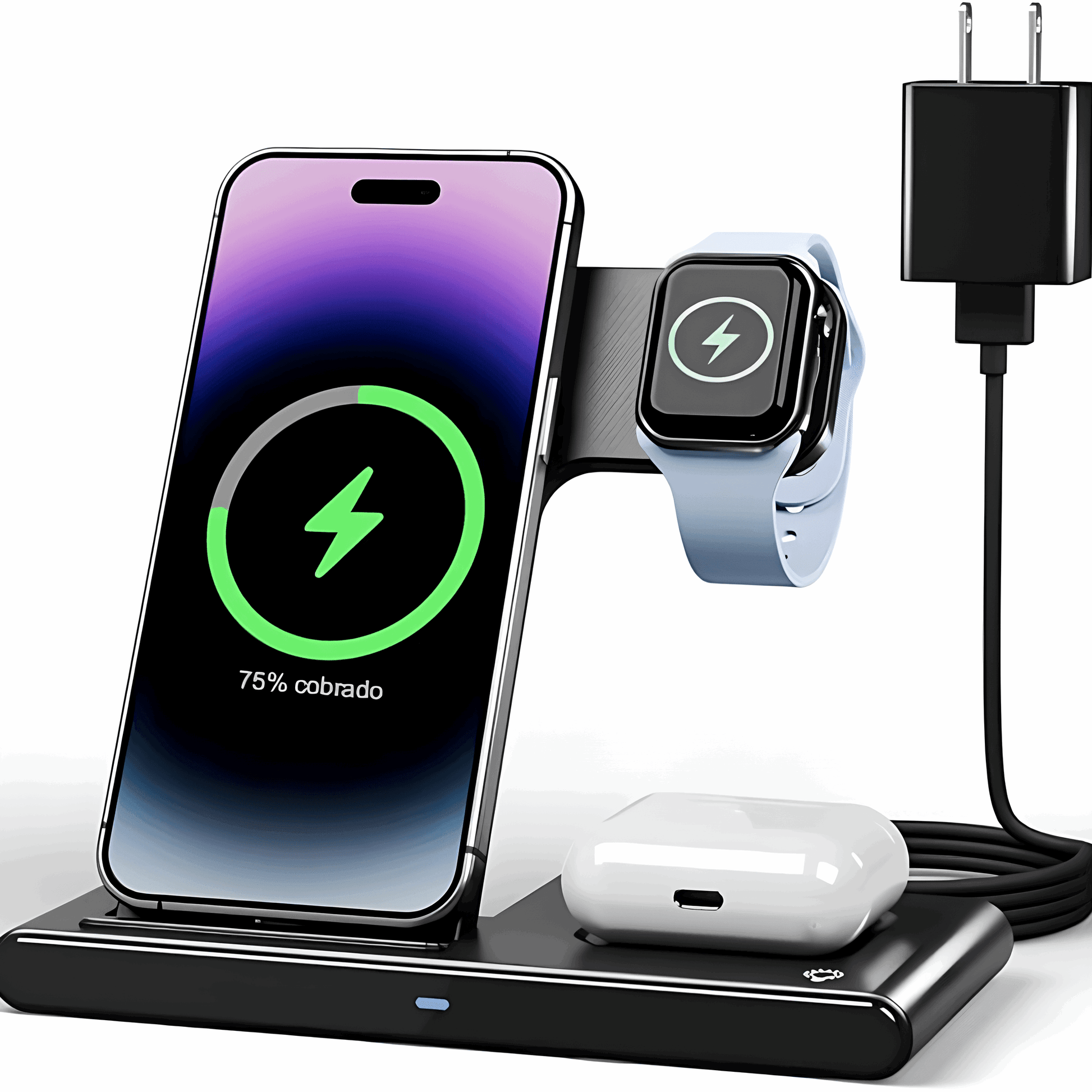Estação de Carregamento Sem Fio Premium 3 em 1 para Apple