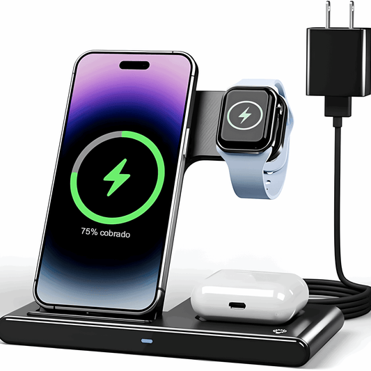 Estação de Carregamento Sem Fio Premium 3 em 1 para Apple