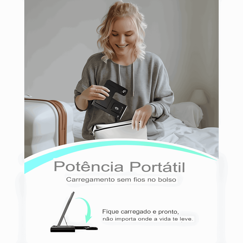 Estação de Carregamento Sem Fio Premium 3 em 1 para Apple - Lojeri