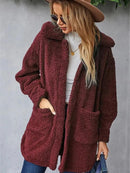 Casaco de pelúcia dupla face tamanho grande roupas femininas. - Lojeri