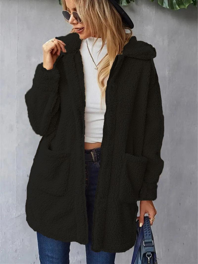 Casaco de pelúcia dupla face tamanho grande roupas femininas. - Lojeri