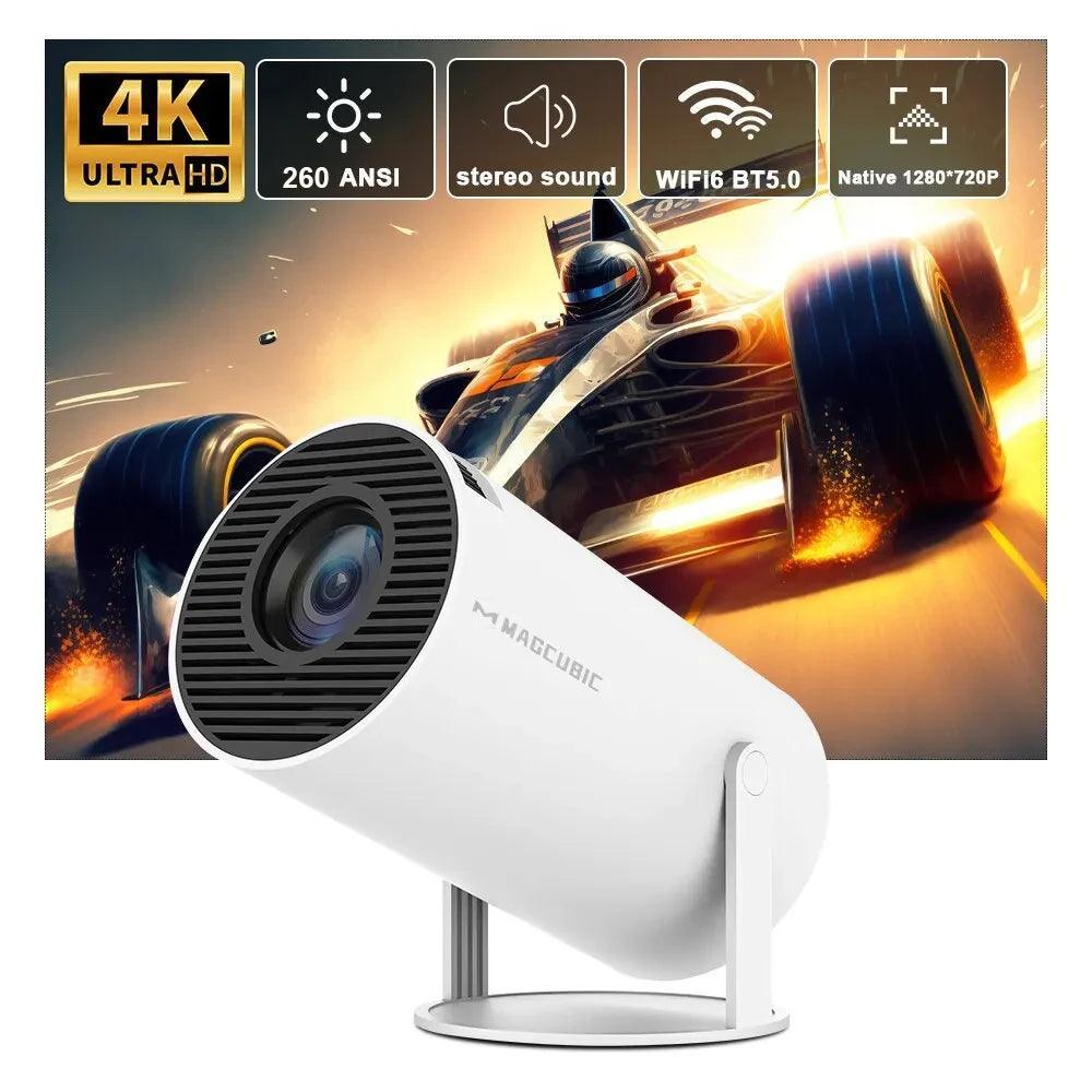 Projetor Cinema Portátil 4K com Android 11 e Wi-Fi.