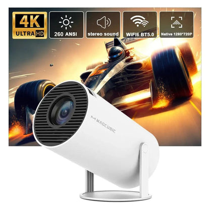 Projetor Cinema Portátil 4K com Android 11 e Wi-Fi.