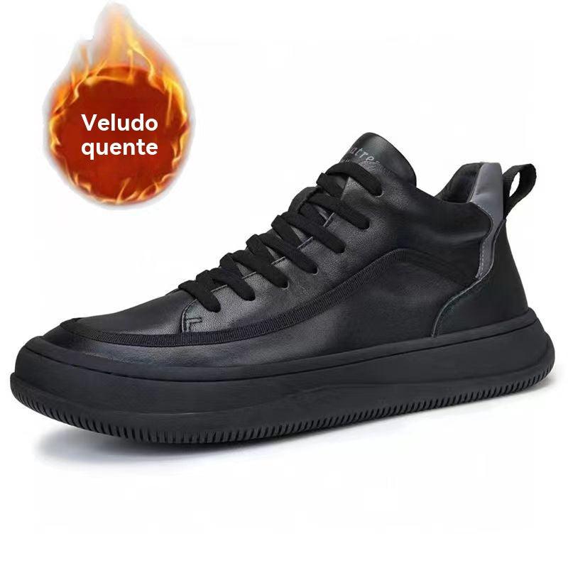 Sapatos Casuais de Couro, Tênis de Cano alto - Lojeri